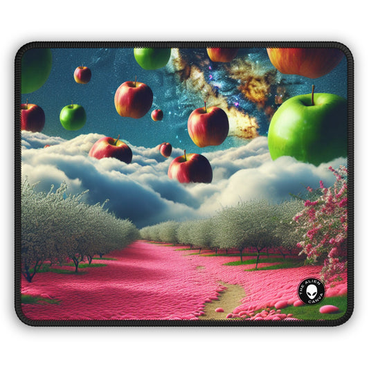 "Apple Sky and Pink Flower Carpet: A Surreal Landscape" - The Alien Gaming Mouse Pad