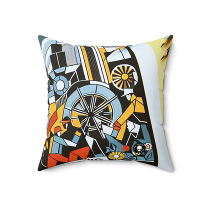 "Constructive City: A Vibrant Celebration of Urban Progress"- The Alien Spun Polyester Square Pillow Constructivism