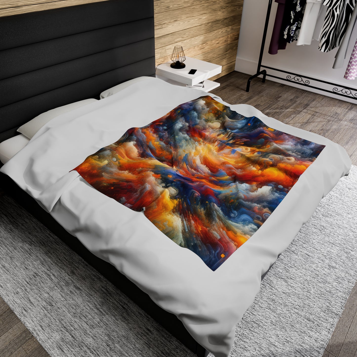 "Vibrant Chaos". - The Alien Velveteen Plush Blanket Abstract Expressionism Style