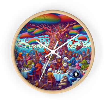 "Animal Tea Party in a Rainbow Wonderland" - The Alien Wall Clock