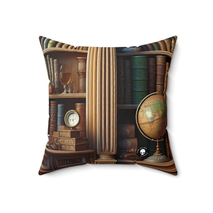 "Revealed Wonders: A Trompe-l'oeil Journey to an Underwater Oasis"- The Alien Spun Polyester Square Pillow Trompe-l'oeil