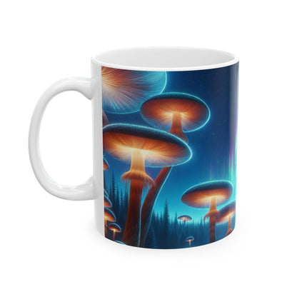 "Bosque de hongos encantado" - Taza de cerámica alienígena de 11 oz