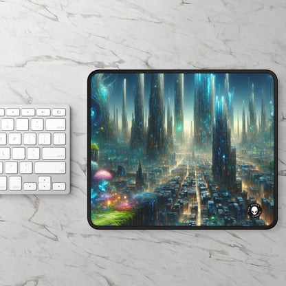 "Neon Oasis: A Futuristic Urban Wonderland" - The Alien Gaming Mouse Pad