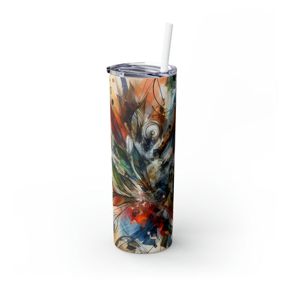 "Abstracted Emotional Journey" - The Alien Maars® Skinny Tumbler with Straw 20oz Abstract Expressionism