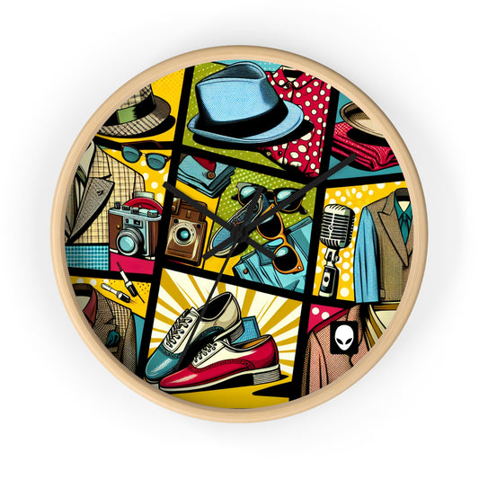 "Pop Art Apparel: A Collage of Vintage Style" - The Alien Wall Clock pop art Style