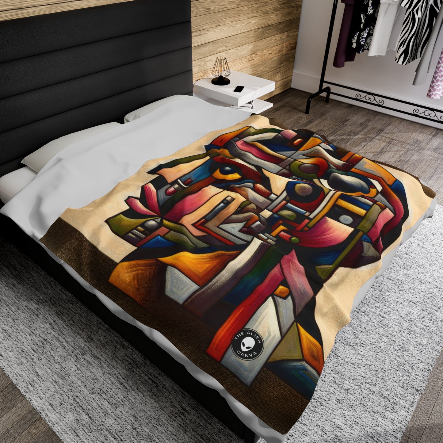 "My Cubist Reflection" - The Alien Velveteen Plush Blanket Cubism