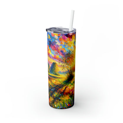 "Vibrant Springtime Sky" - The Alien Maars® Skinny Tumbler with Straw 20oz Fauvism Style