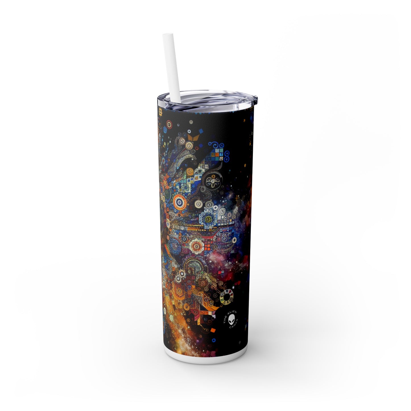 "Art corporel de la nuit étoilée : couleurs vives et traits tourbillonnants" - The Alien Maars® Skinny Tumbler avec paille 20oz Body Art