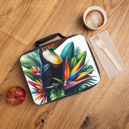 "Toucan sur une fleur tropicale" - Le style hyperréalisme du sac à lunch Alien