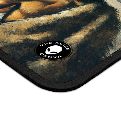 "Hunter and Wolf: In Pursuit of Prey." - The Alien Gaming Mouse Pad Cave Painting