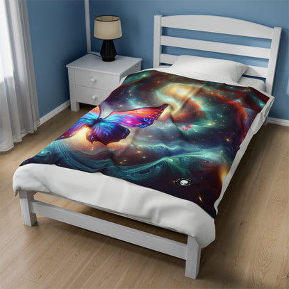 "Galactic Butterfly: A Cosmic Spectacle" - The Alien Velveteen Plush Blanket