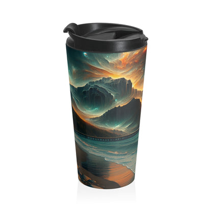 "Realism in Red: Capturing the Beauty of a Luscious Apple" - The Alien Stainless Steel Travel Mug Photorealism