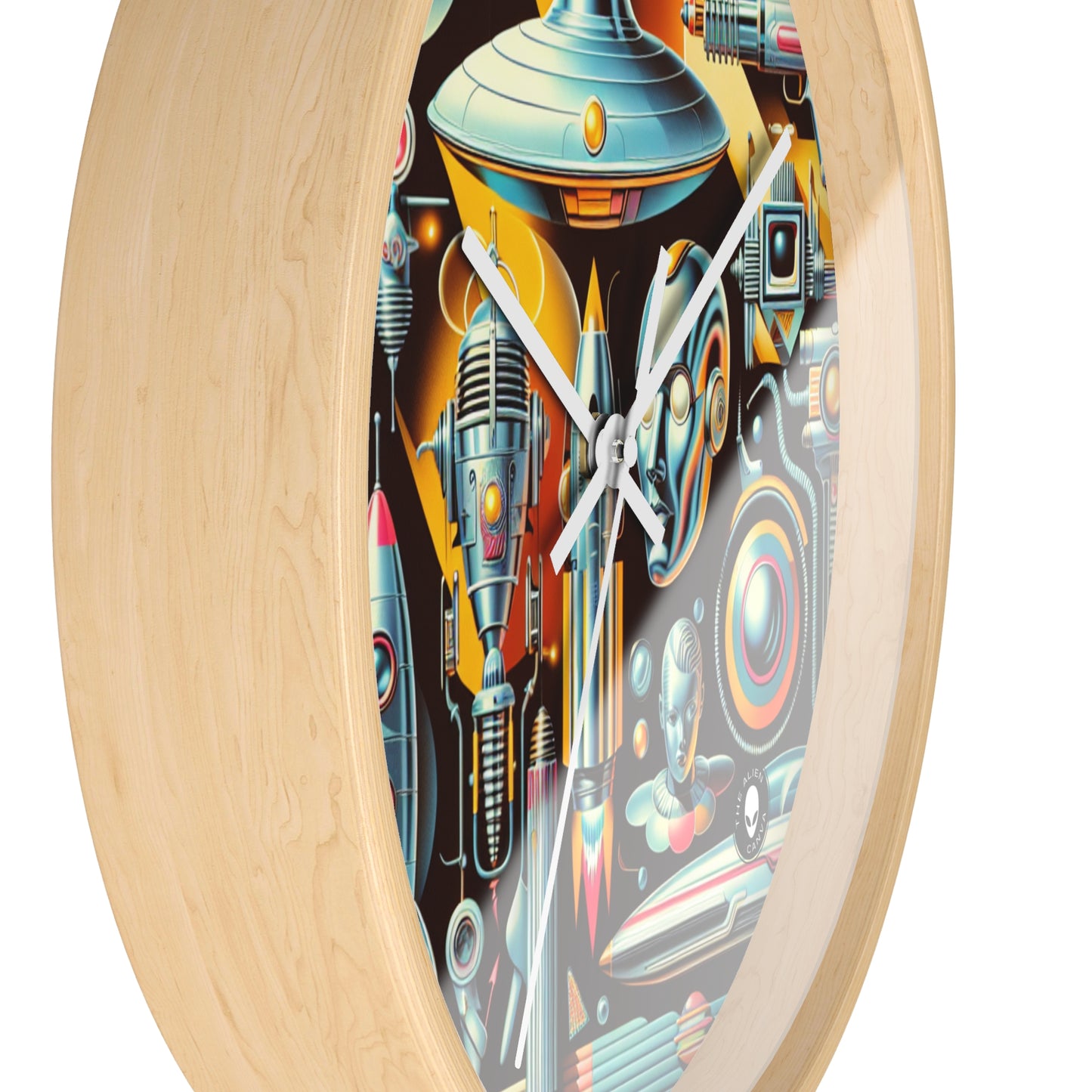 "Neon Deco: A Retro-Futuristic Utopia" - The Alien Wall Clock Retro-futurism