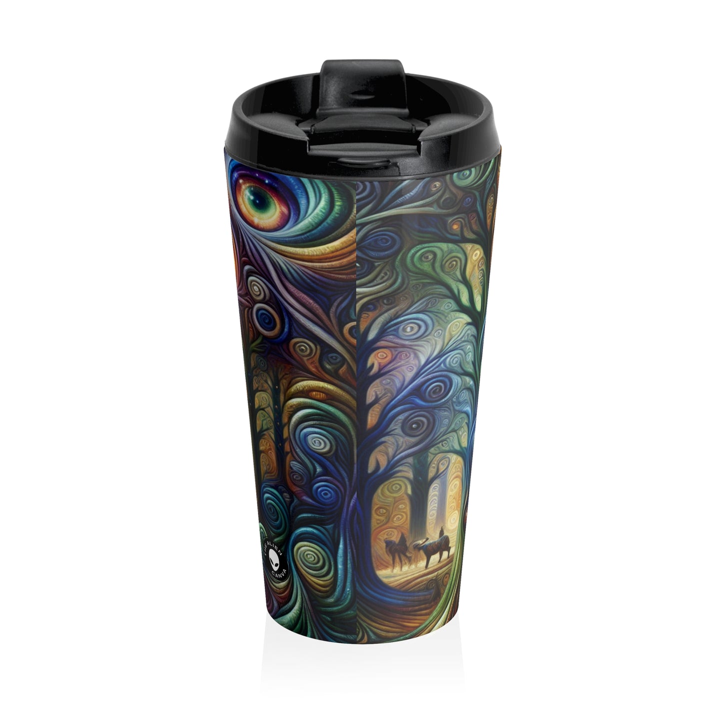 « Enchanted Rainbow Woods » – La tasse de voyage en acier inoxydable Alien