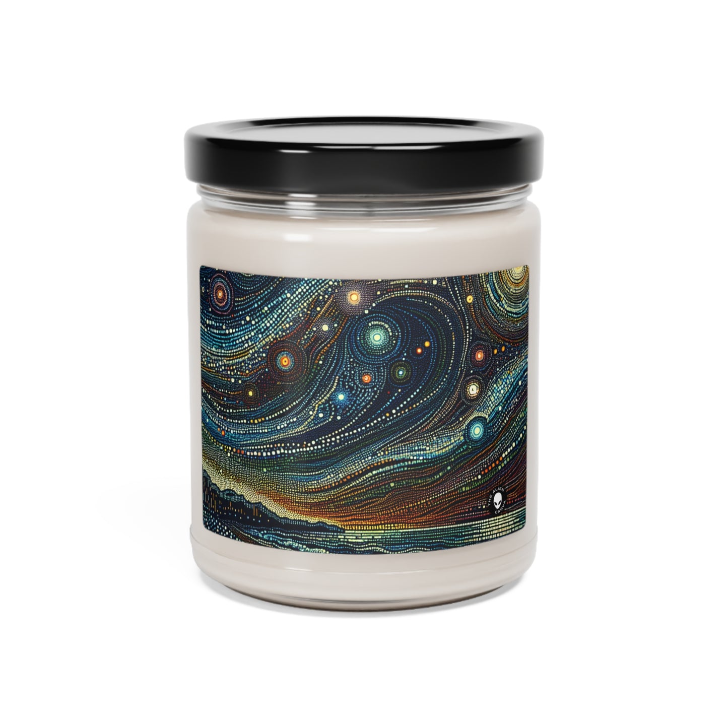 "Puntos estrellados: un mosaico celestial" - La vela de soja con aroma a extraterrestre, puntillismo de 9 oz