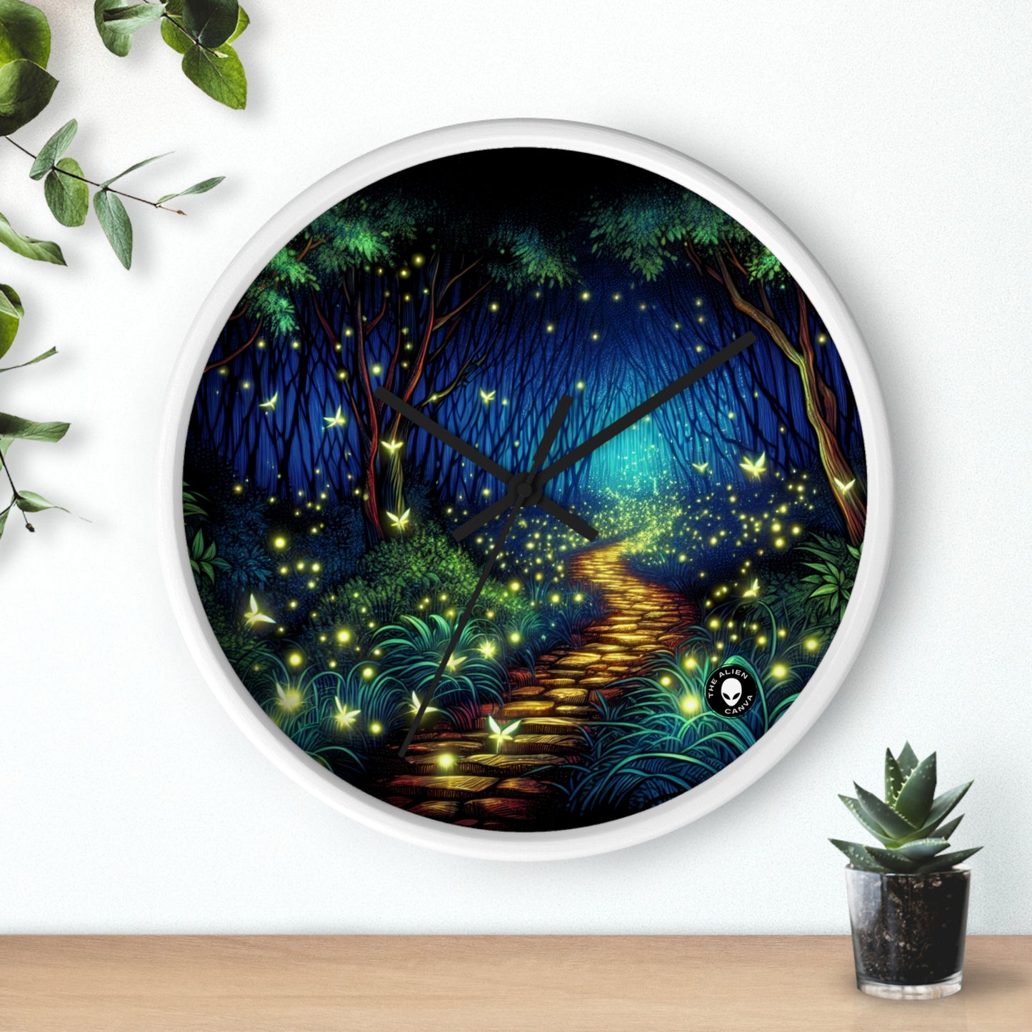 "Enchanted Forest: Night Glow" - The Alien Wall Clock