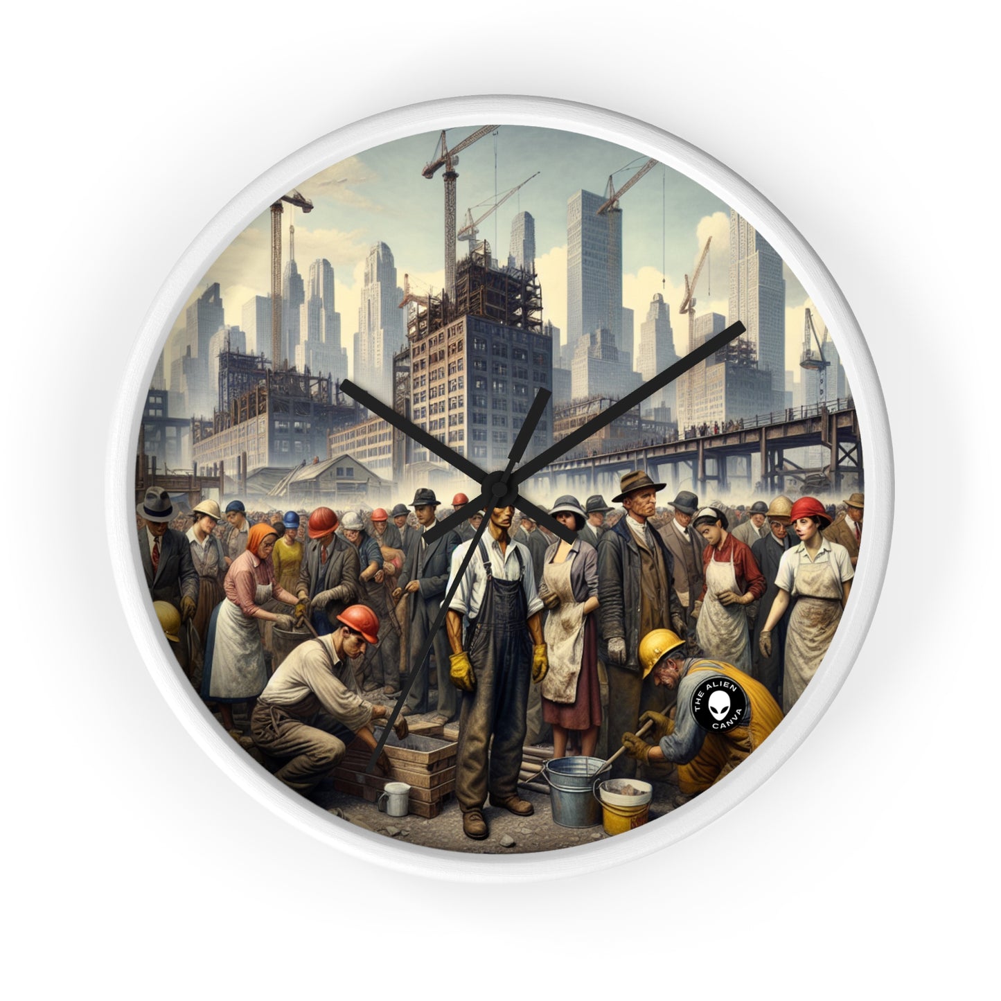 Title: "Unity in Action: Celebrating Solidarity's Triumph" - The Alien Wall Clock Social Realism