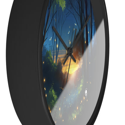 "Enchanted Dusk: Fireflies in the Forest" - The Alien Wall Clock