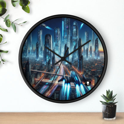 « Neon Skyline : Paysages urbains du futur » – L'horloge murale Alien