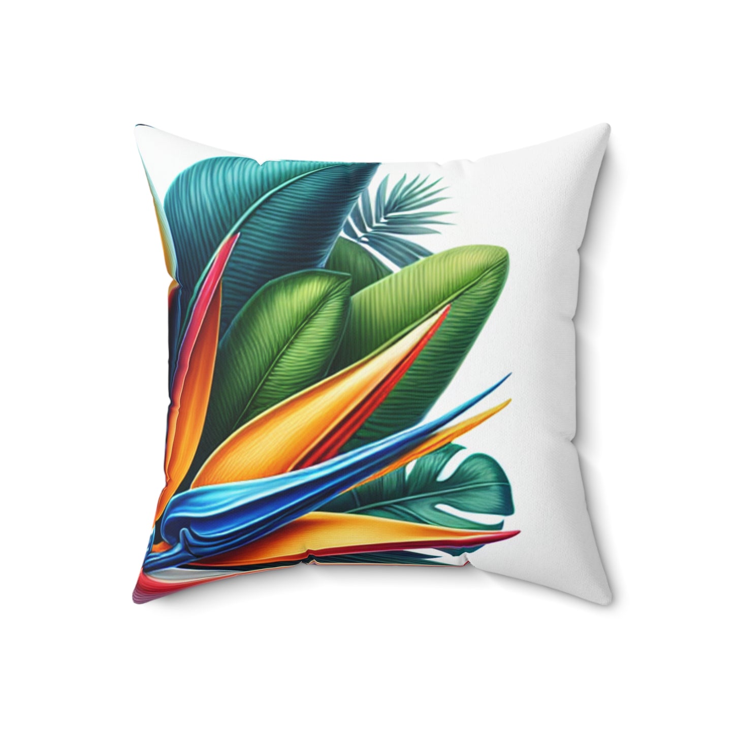 "Toucan on a Tropical Bloom" - The Alien Spun Polyester Square Pillow Hyperrealism Style