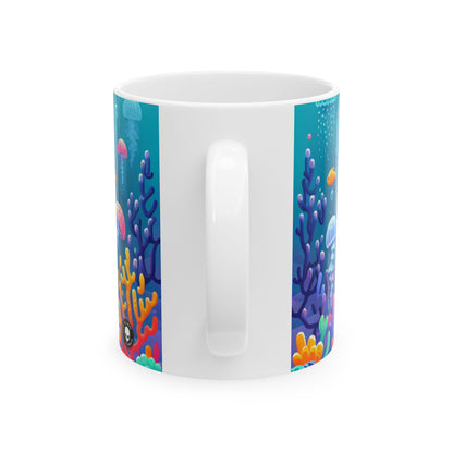 "Encantadora sinfonía submarina" - Taza de cerámica alienígena de 11 oz