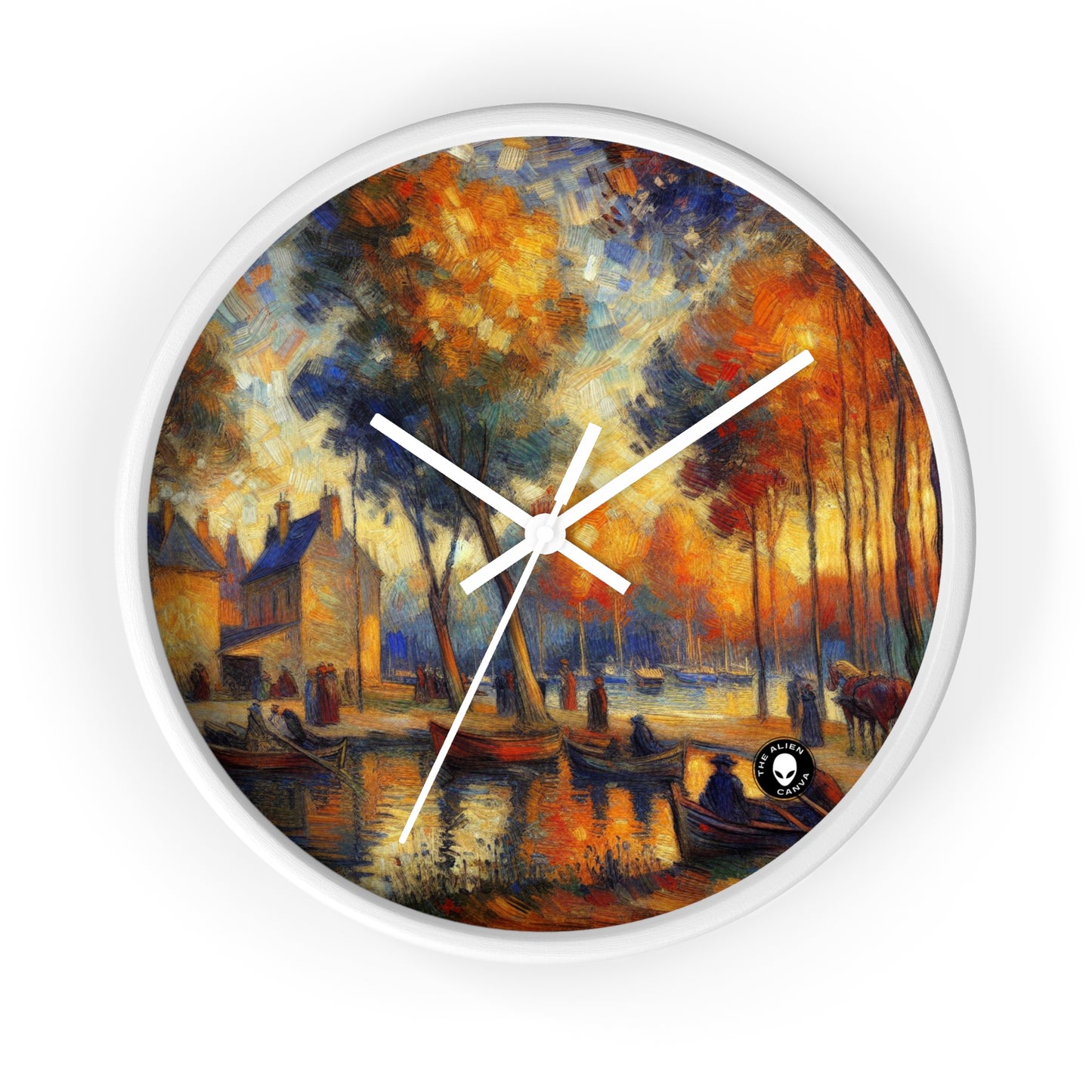 "Rainy Evening: A Post-Impressionist Cityscape" - The Alien Wall Clock Post-Impressionism