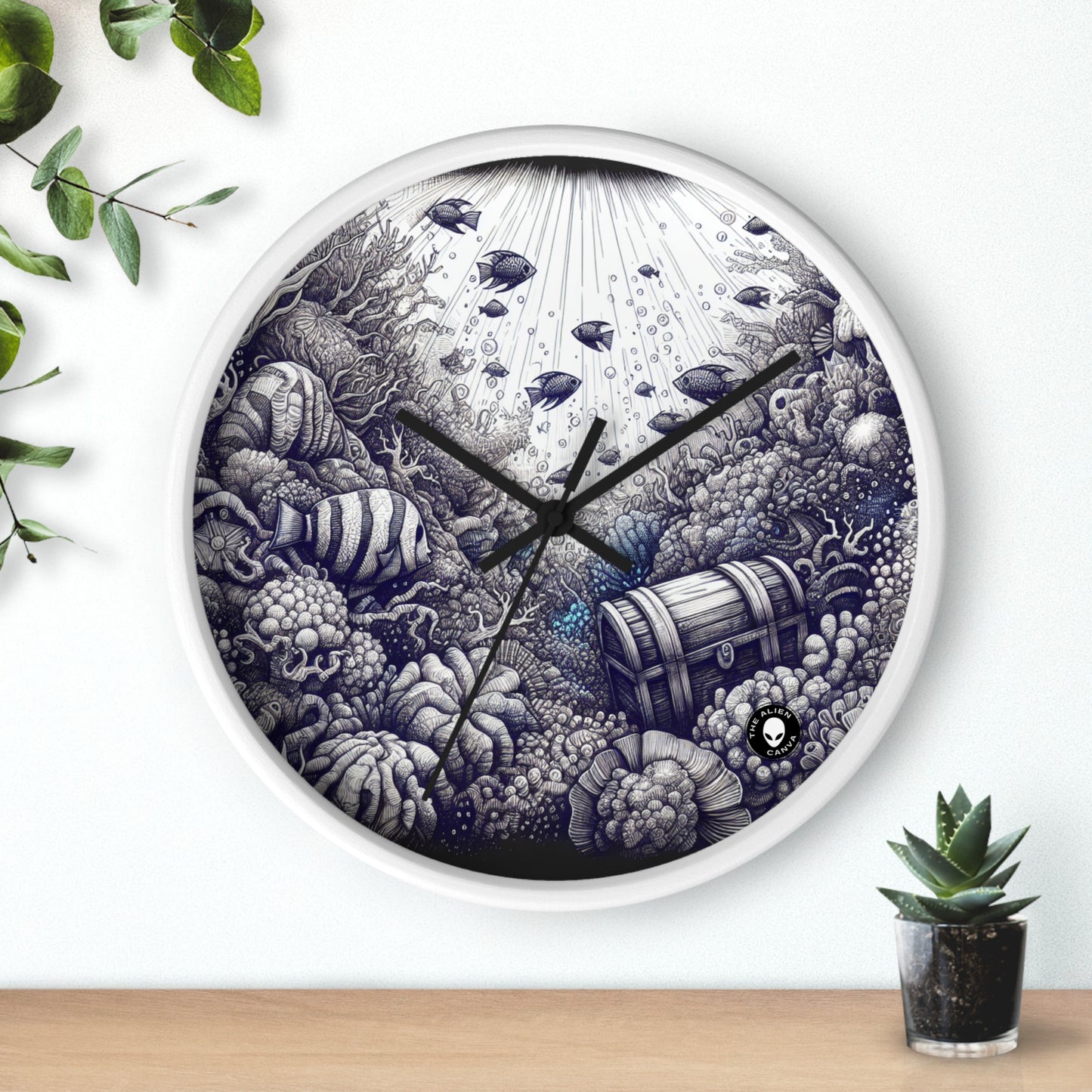 "Underwater Enchantment: The Hidden Treasure" - The Alien Wall Clock