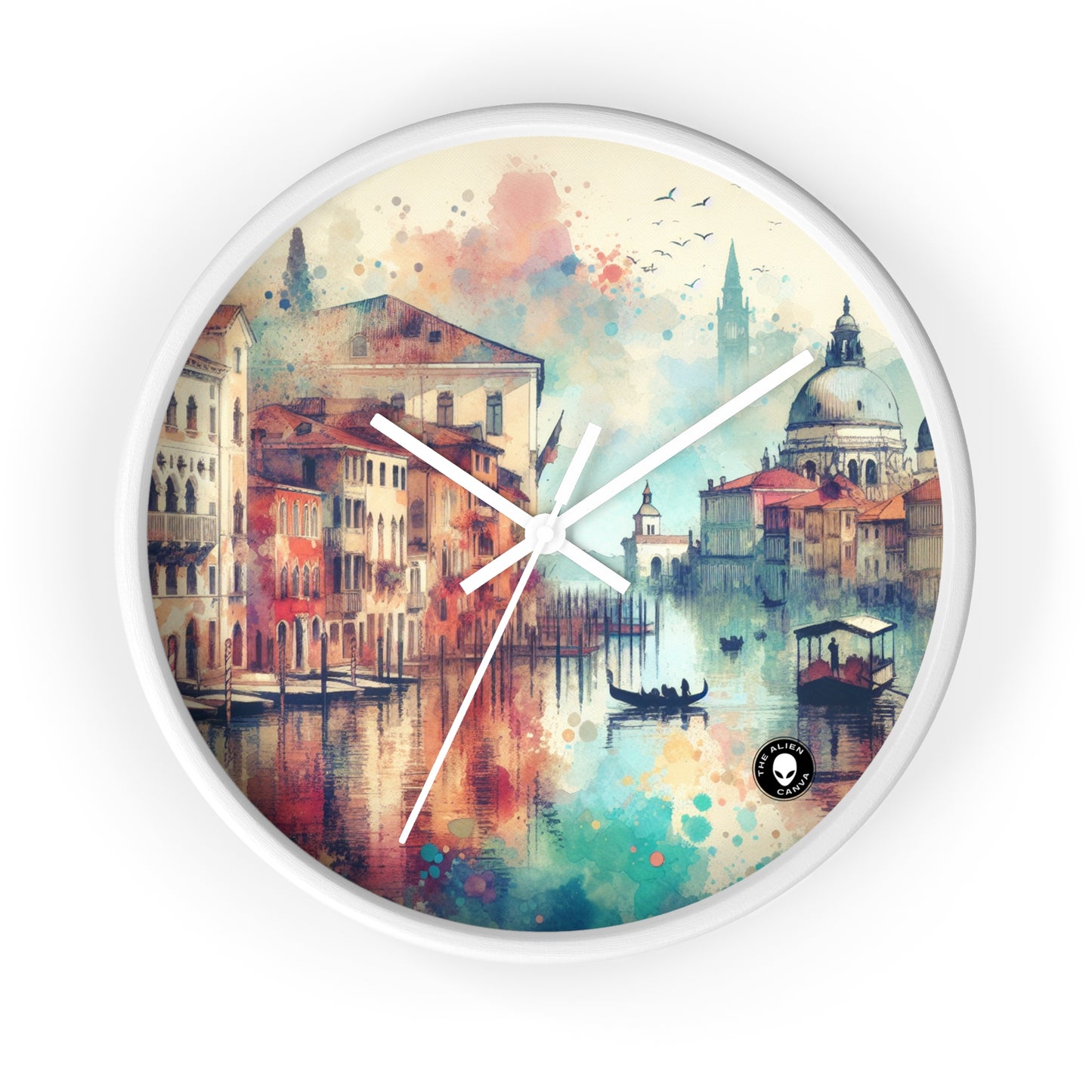 Tranquil Coast: A Serene Watercolor Sunset Painting - The Alien Wall Clock Watercolor Painting