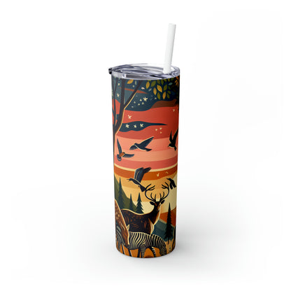 "Natural Primalism: Revealing the Essence" - The Alien Maars® Skinny Tumbler with Straw 20oz Primitivism