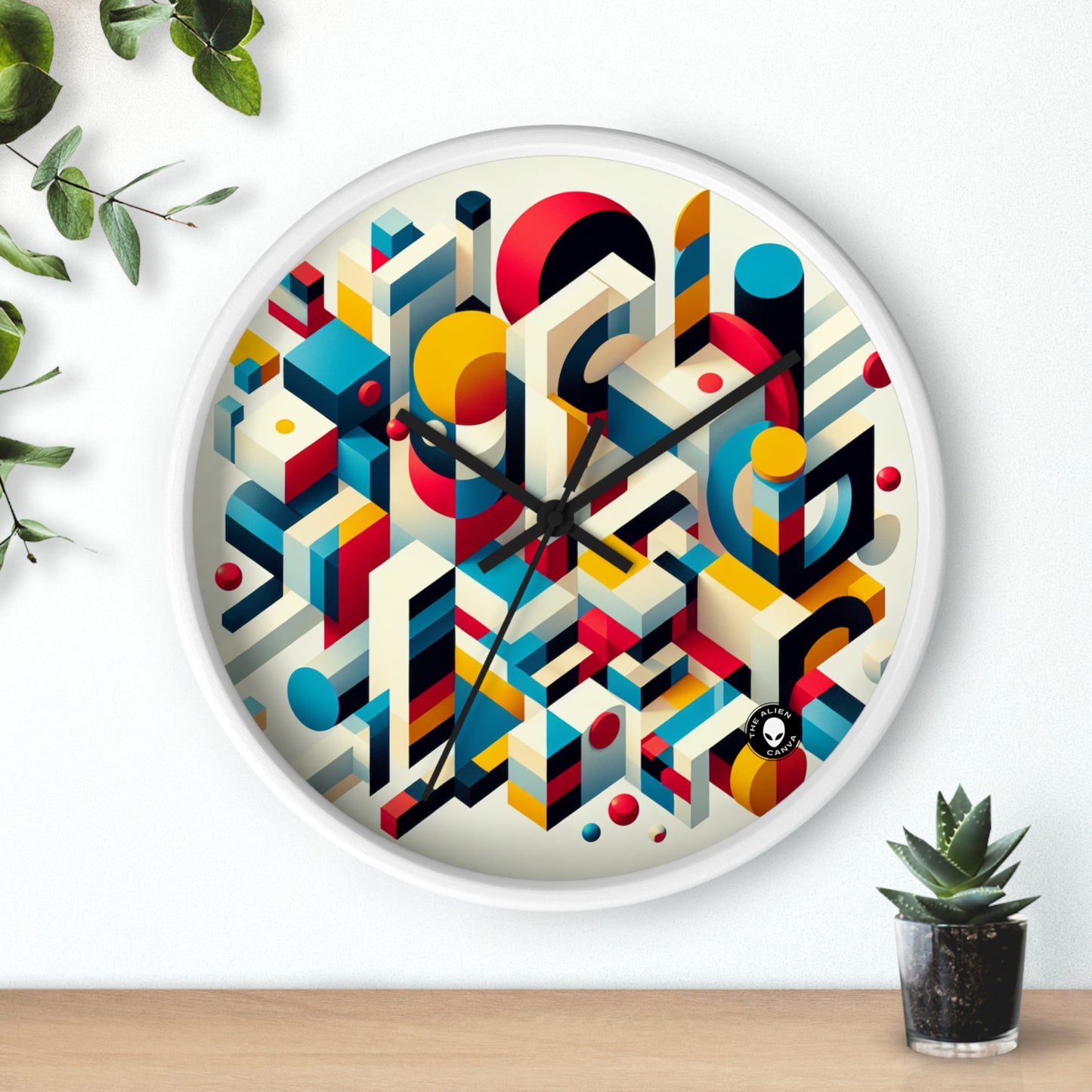 "Harmonious Balance: Geometric Abstract Art" - The Alien Wall Clock Geometric Abstraction