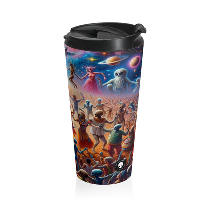 "Interstellar Rave: Embracing Cosmic Unity" - The Alien Stainless Steel Travel Mug