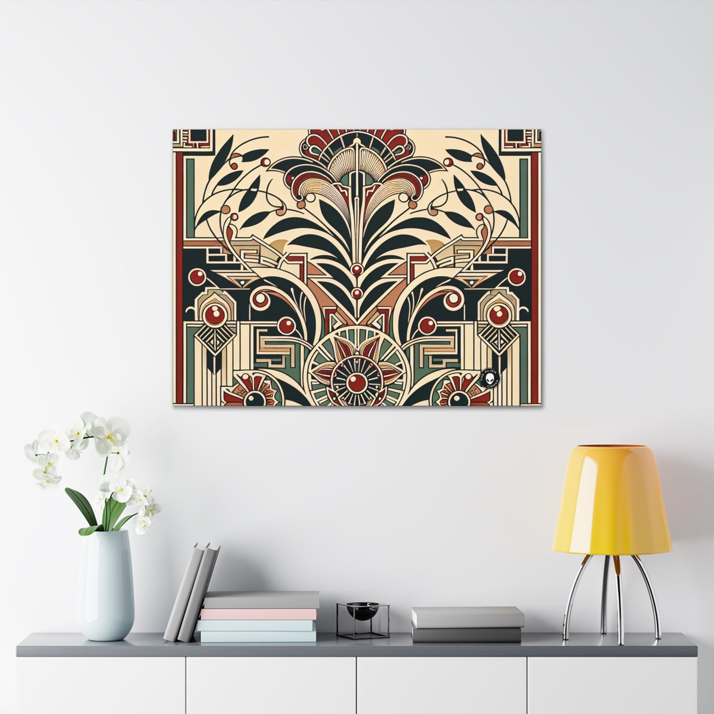 "Golden Glamour: un dinámico paisaje urbano Art Déco al atardecer" - The Alien Canva Art Deco