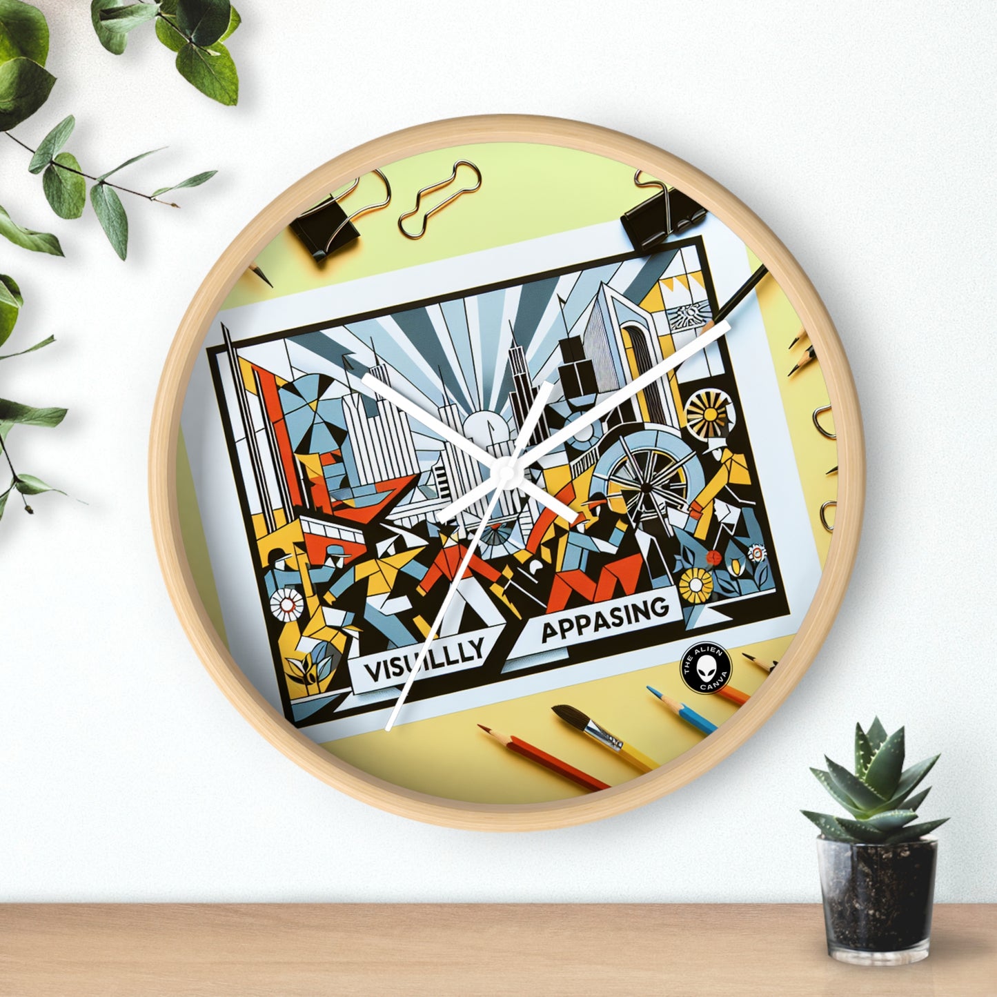 "Constructive City: A Vibrant Celebration of Urban Progress" - The Alien Wall Clock Constructivism