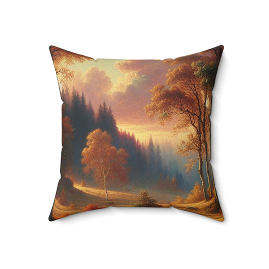 « Murmures d’amour dans la forêt enchantée » - L’Alien Spun Polyester Square Pillow Romantisme