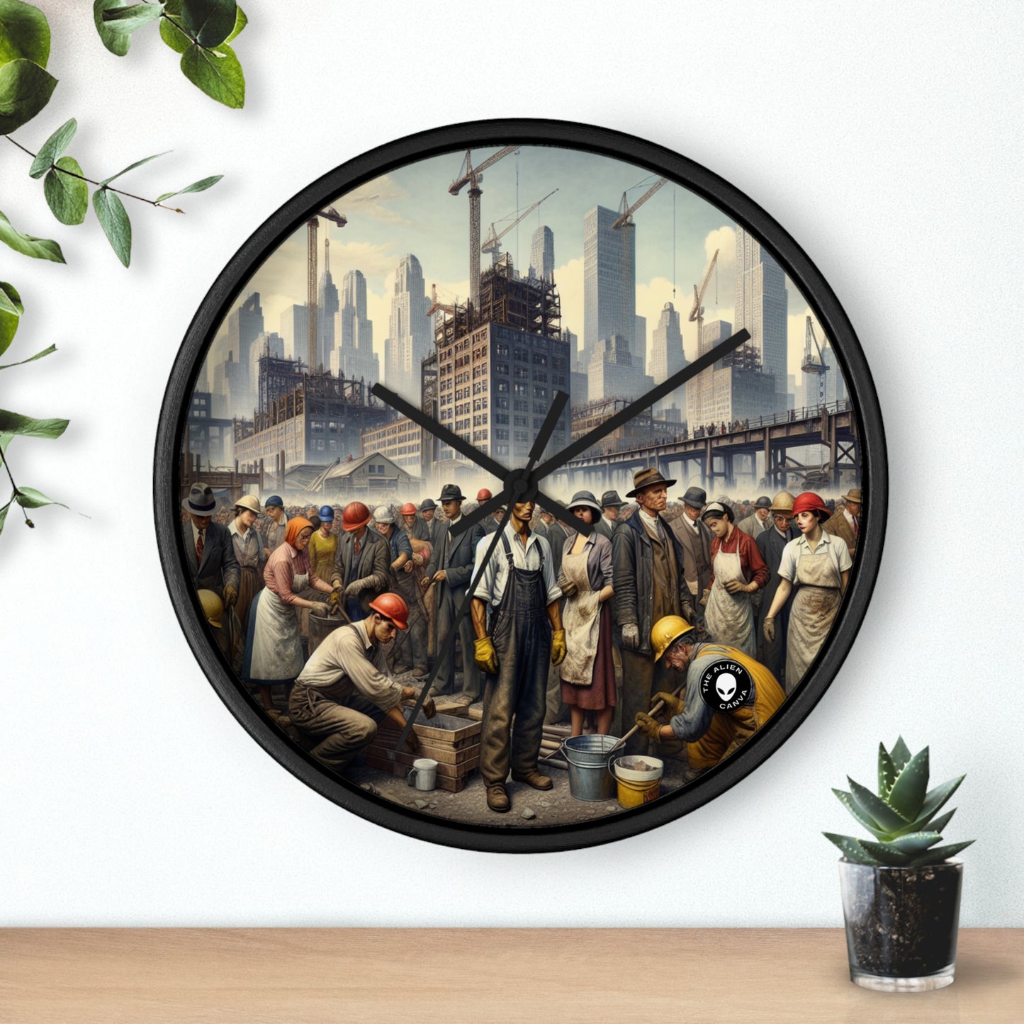 Title: "Unity in Action: Celebrating Solidarity's Triumph" - The Alien Wall Clock Social Realism