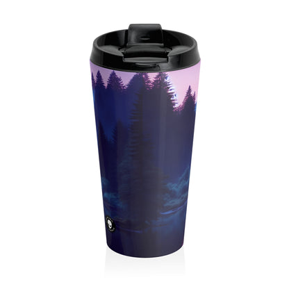 "Twilight Tranquility: Forest River Reflections" - The Alien Stainless Steel Travel Mug