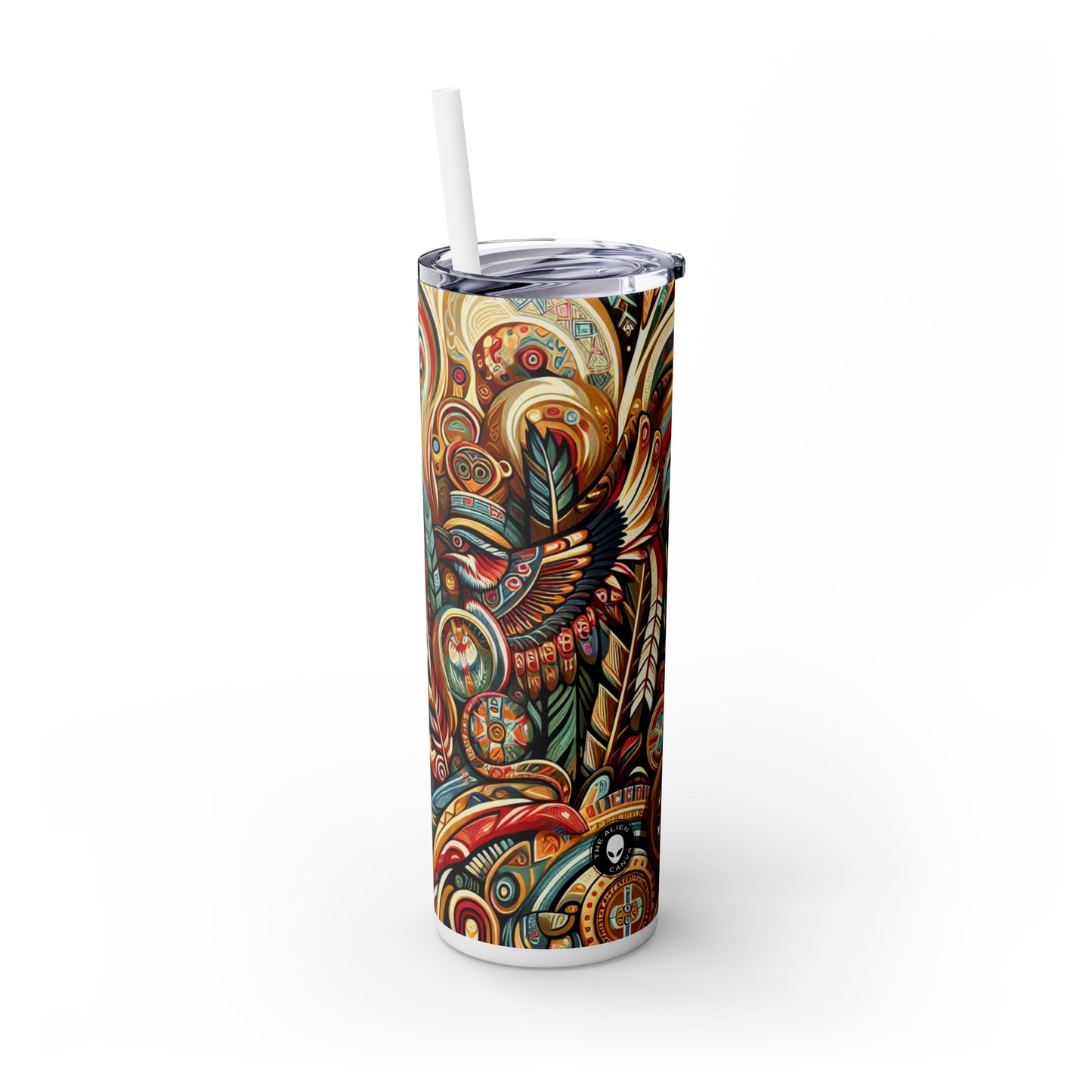 "Sacred Southwest: A Celebration of Indigenous Art" - The Alien Maars® Skinny Tumbler with Straw 20oz Indigenous Art