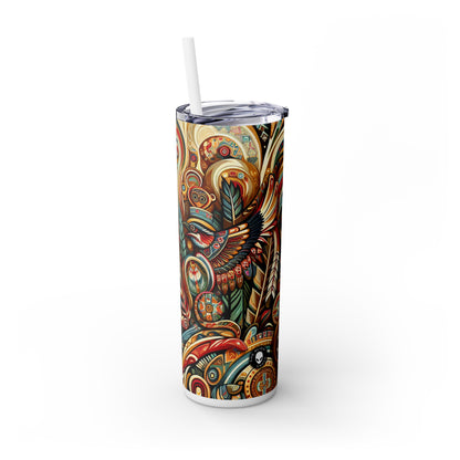 "Suroeste sagrado: una celebración del arte indígena" - Vaso delgado con pajita de Alien Maars® de 20 oz de arte indígena