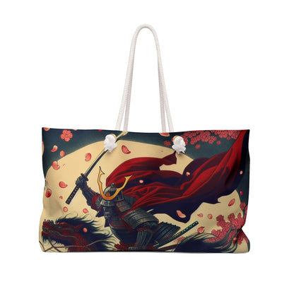 "Storming into Battle: A Samurai's Tale" - The Alien Weekender Bag Ukiyo-e (Japanese Woodblock Printing) Style