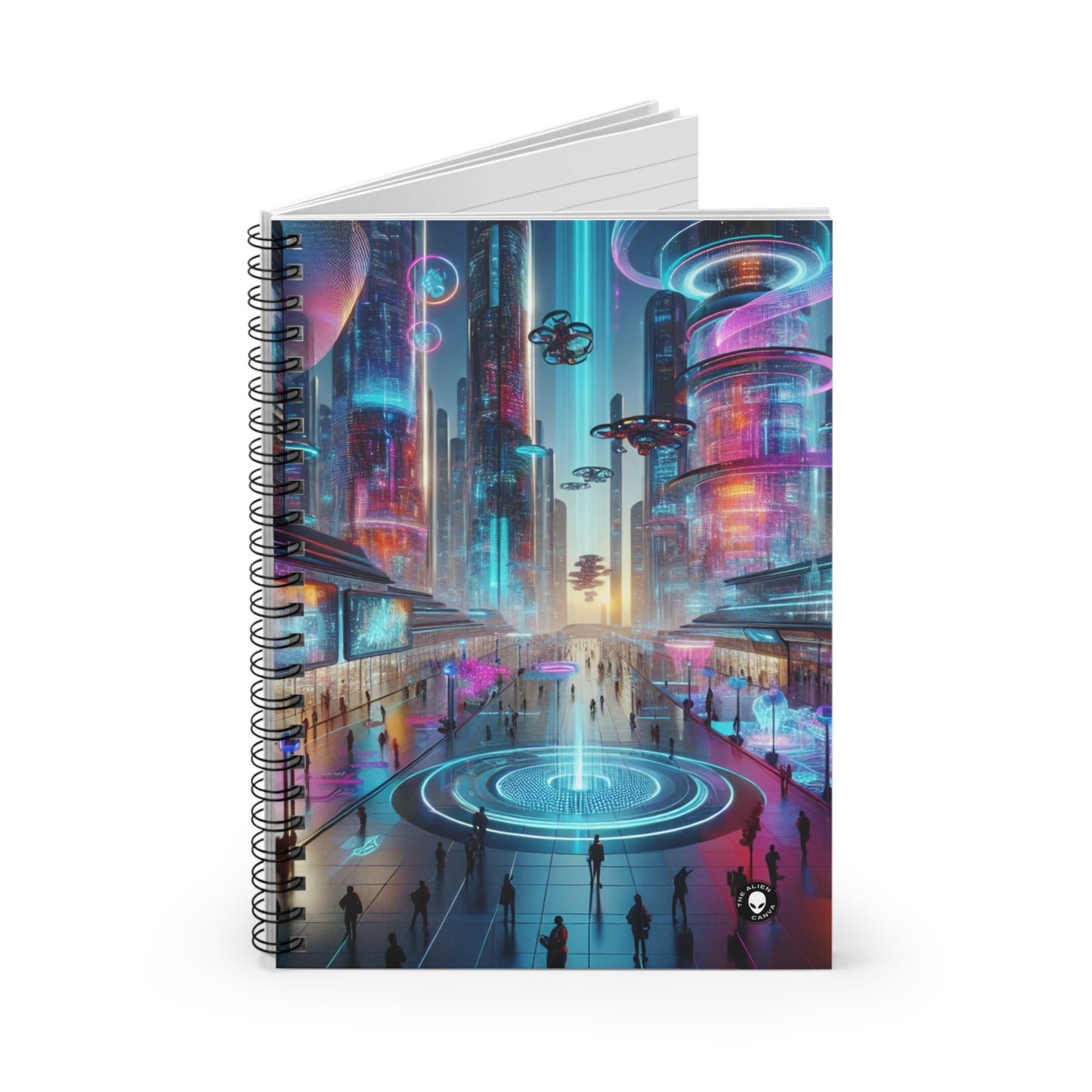 "Digital Evolution: A Technological Art Experience" - The Alien Spiral Notebook (Ruled Line) Electronic Art