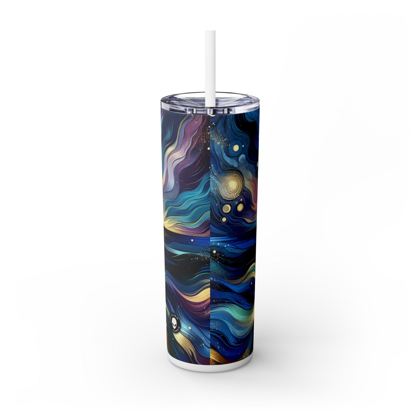 "Midnight Majesty: Abstract Ocean Reflections" - The Alien Maars® Skinny Tumbler with Straw 20oz