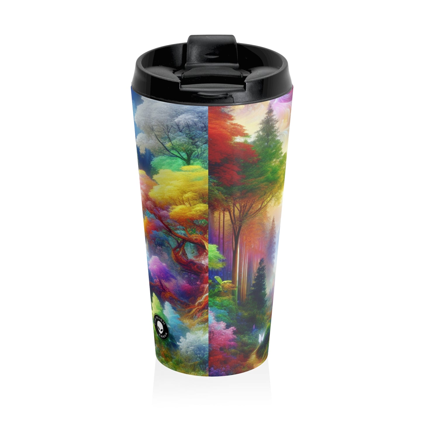 "Glowing Enchantment: The Castle in the Colorful Forest" - The Alien Stainless Steel Travel Mug