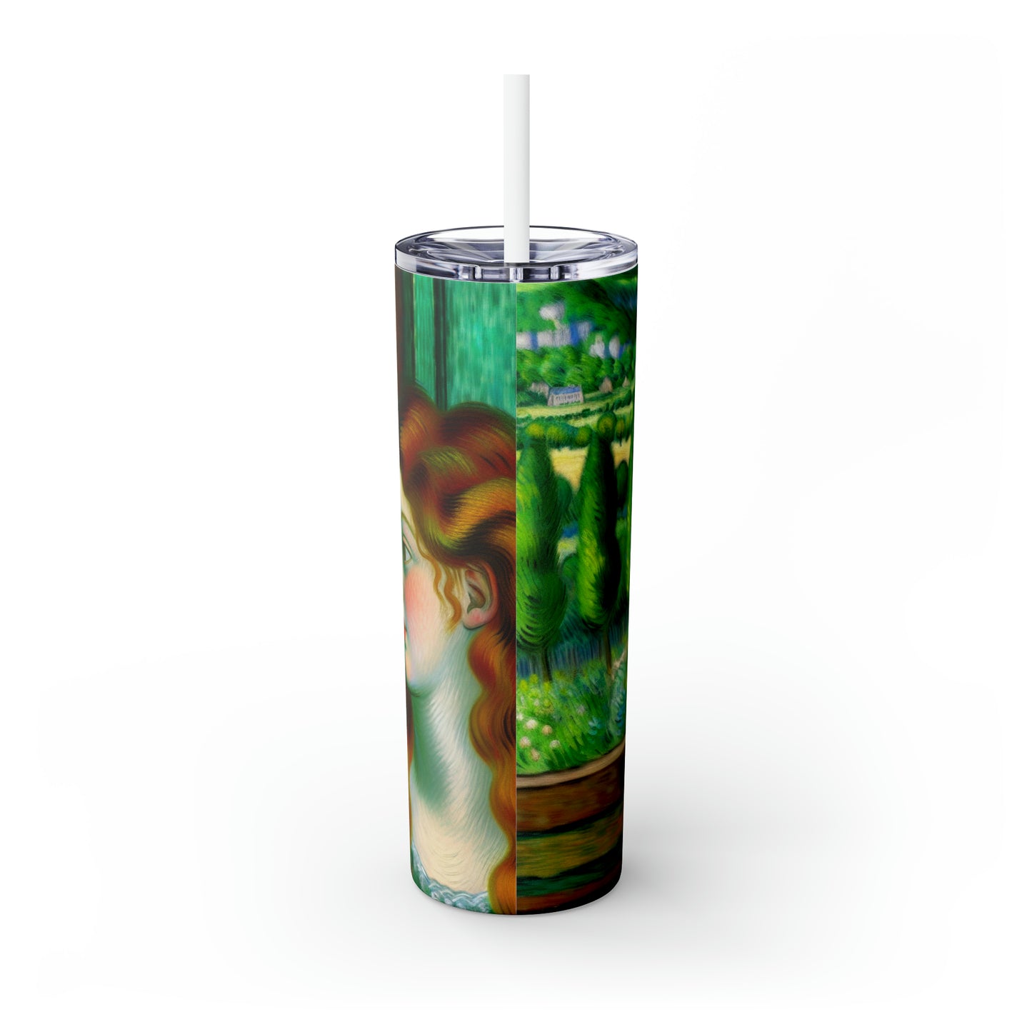 "French Countryside Escape" - The Alien Maars® Skinny Tumbler with Straw 20oz Post-Impressionism Style