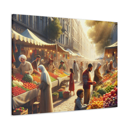 "Sunny Vibes at the Outdoor Market" - The Alien Canva Realism Style