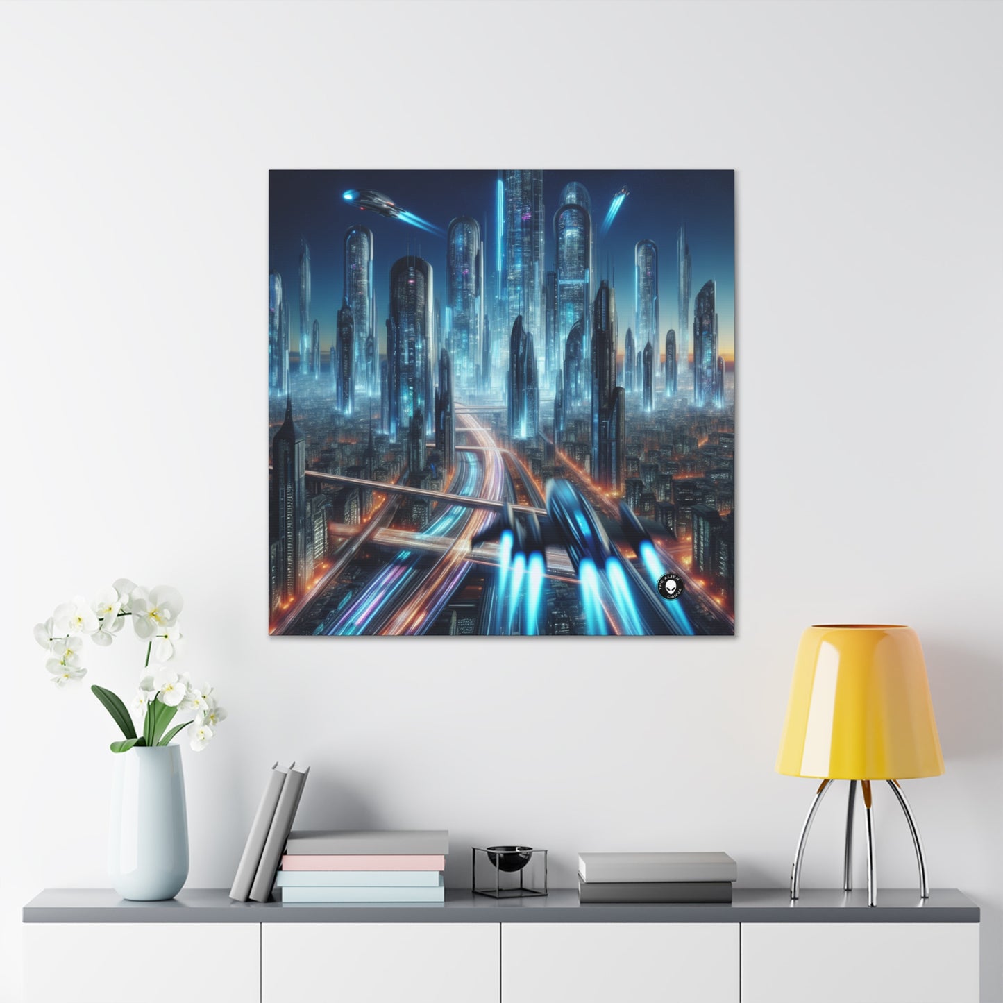 "Neon Skyline: paisajes urbanos del futuro" - The Alien Canva