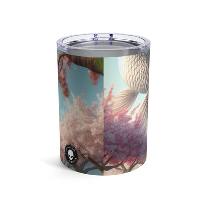 « Poissons koï dans les fleurs de cerisier : la beauté de la nature » ​​- Le verre Alien 10 oz