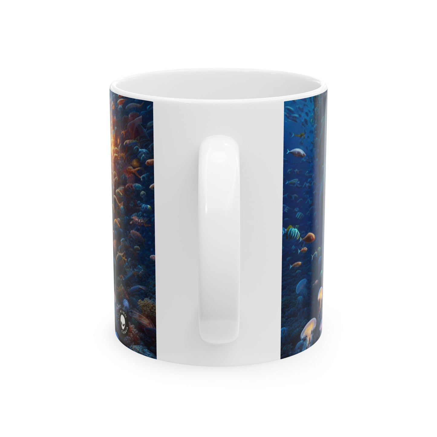 "Mundo submarino enigmático" - Taza de cerámica alienígena de 11 oz