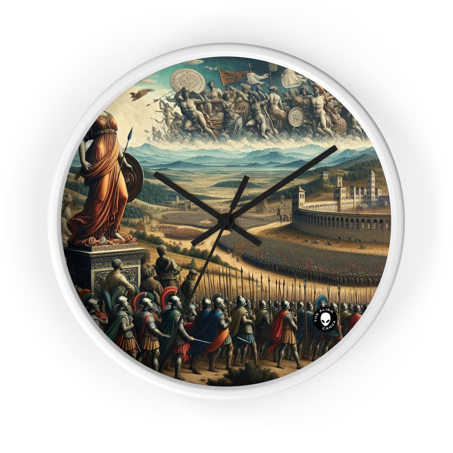 "Minerva sobre el campo de batalla del Renacimiento" - El reloj de pared alienígena Arte renacentista