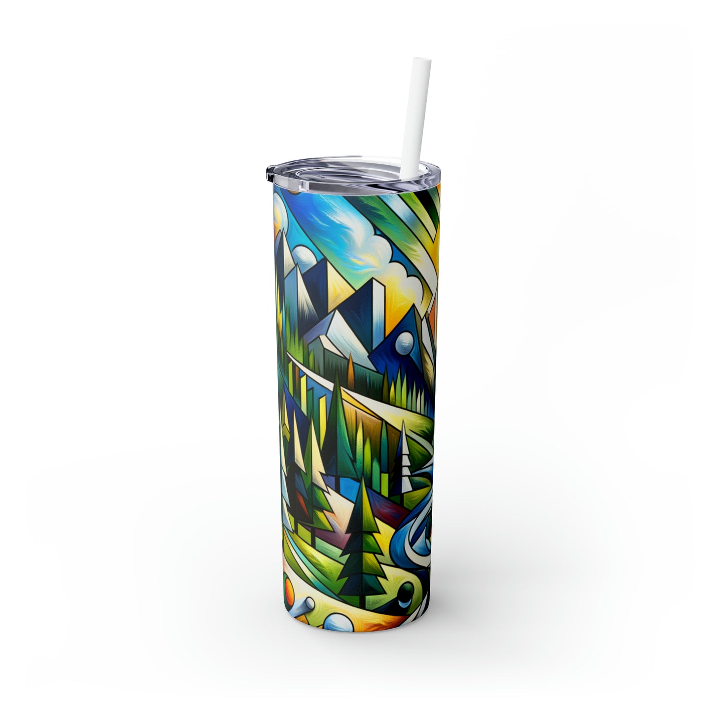 "Cubic Naturalism" - The Alien Maars® Skinny Tumbler with Straw 20oz Cubism Style