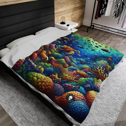 "Marine Paradise: Colorful Coral Reef Wildlife" - The Alien Velveteen Plush Blanket